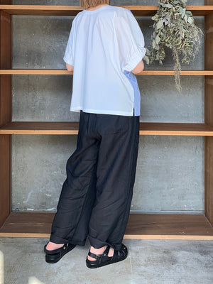 【SALE】UNIVERSAL SEVEN  / ストライプ × ストライプコンボ ギャザースリープBL（シロ 無地 × ストライプ）