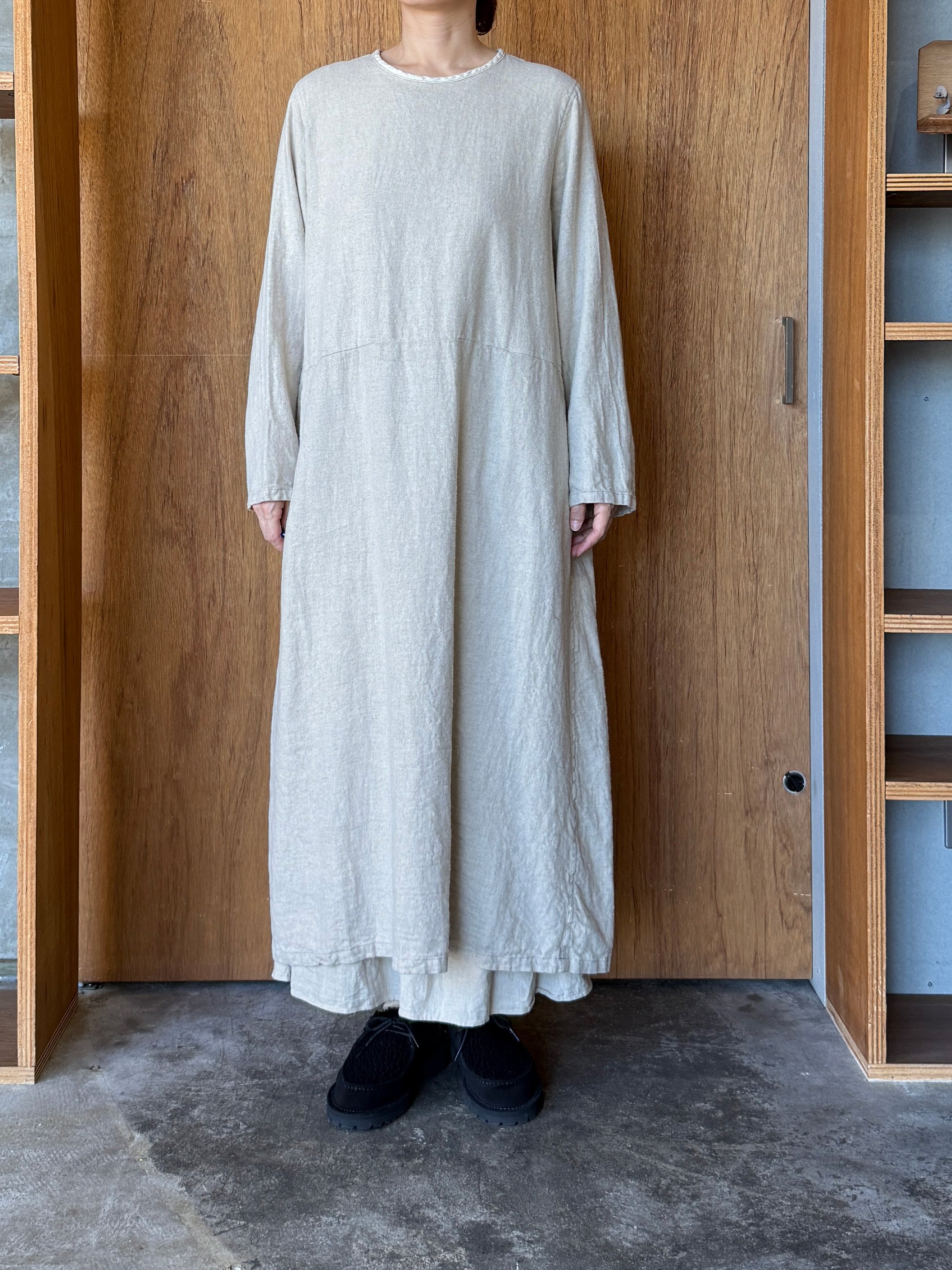 Vlas Blomme / Brushed Linen Cotton ドレス(Natural)