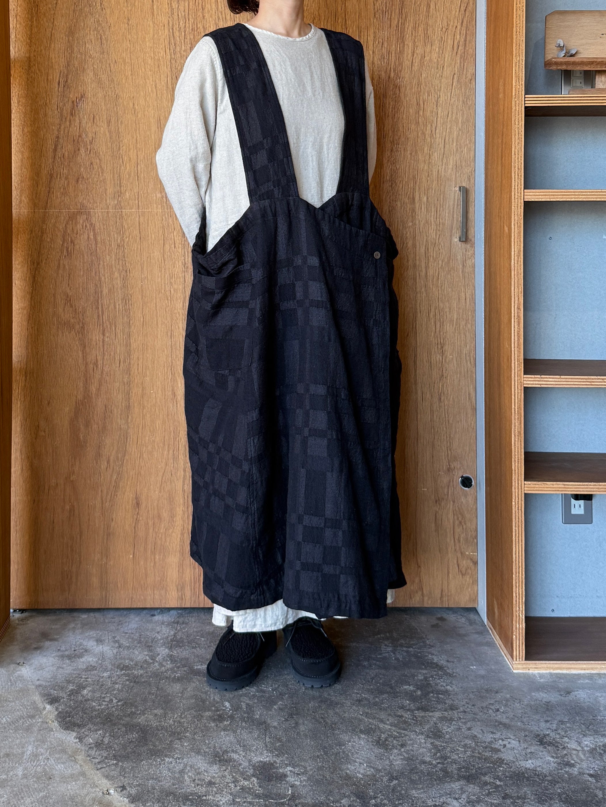 Vlas Blomme / Ombre Check 2Wayラップスカート(Charcoal)