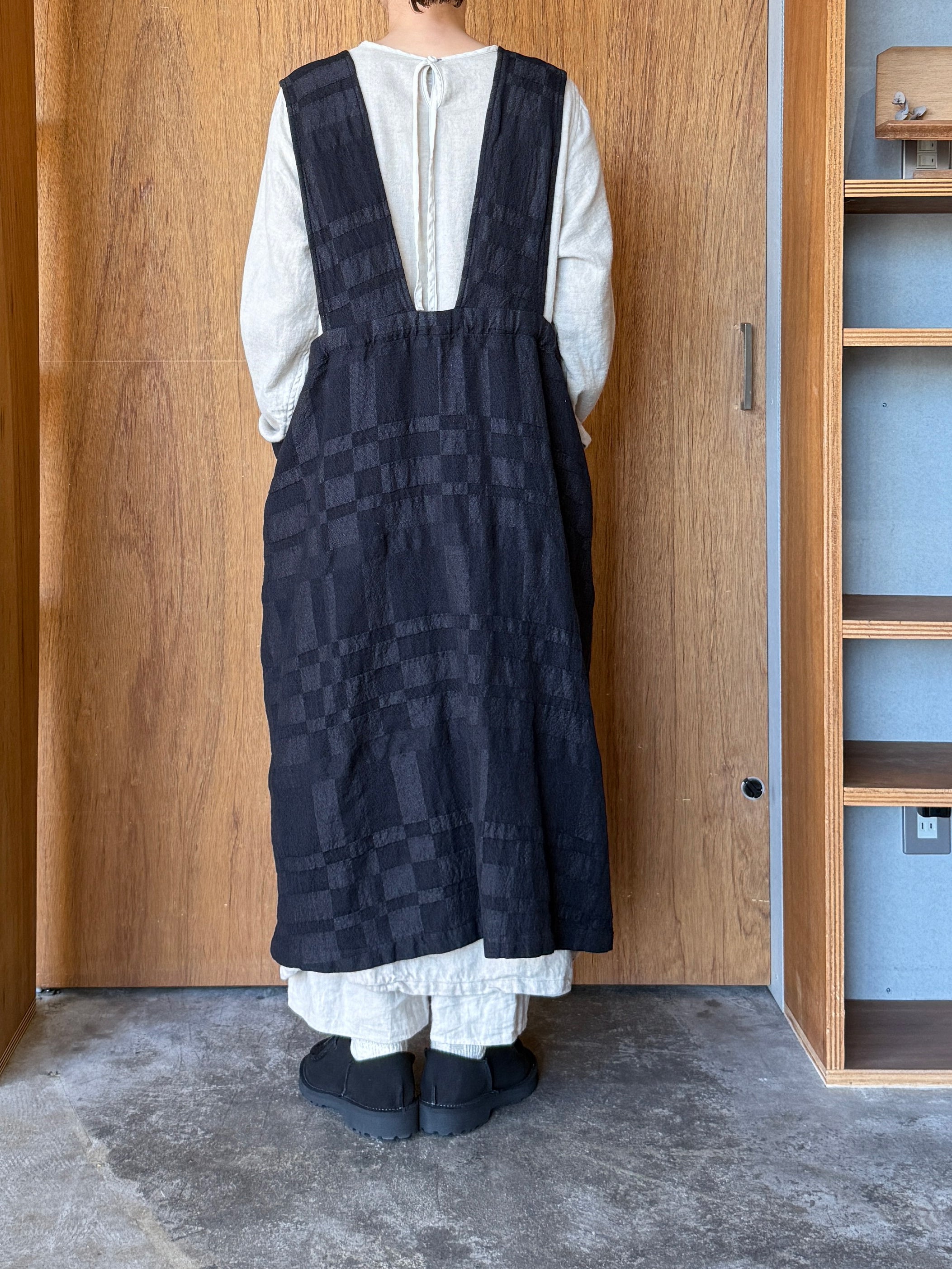 Vlas Blomme / Ombre Check 2Wayラップスカート(Charcoal)