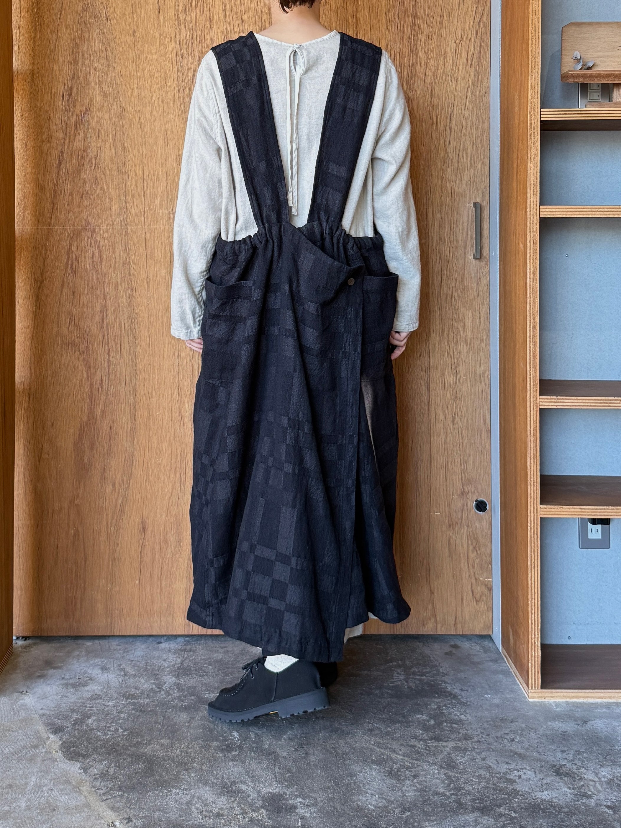 Vlas Blomme / Ombre Check 2Wayラップスカート(Charcoal)