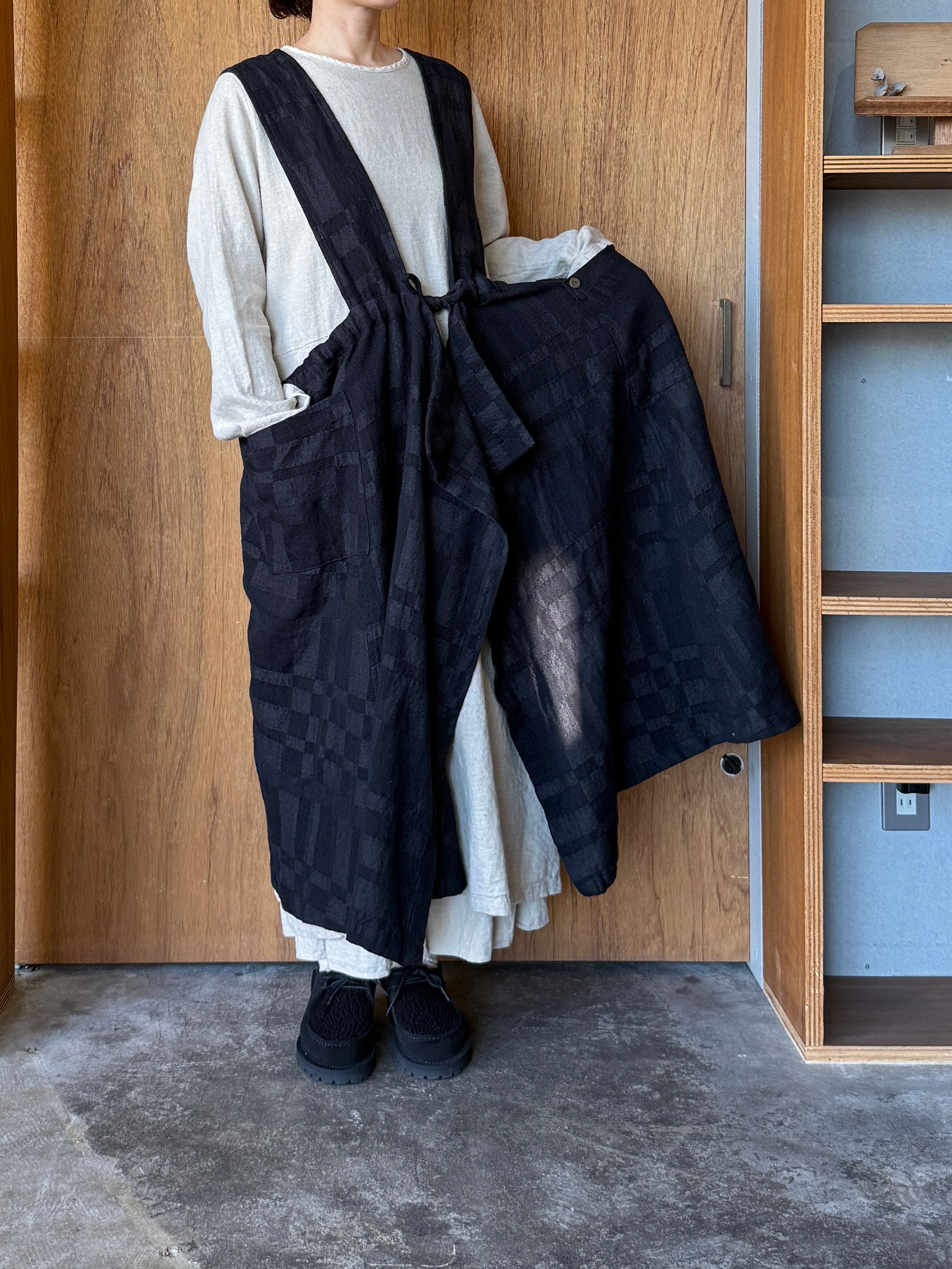 Vlas Blomme / Ombre Check 2Wayラップスカート(Charcoal)