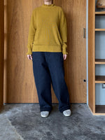 qiri / Denim fleece needle punch curve pants (ネイビー)