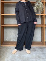 【SALE】TISSU / フレンチリネン ノーカラーシャツ（クロ）