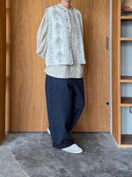 qiri / Denim fleece needle punch curve pants (ネイビー)
