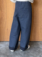 qiri / Denim fleece needle punch curve pants (ネイビー)