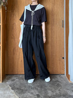 qiri / antique chain embroidery gather  pants (クロ)