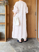 【SALE】qiri / fleurs'lace jacquard gather one-piece (ピンク)
