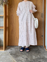 【SALE】qiri / fleurs'lace jacquard gather one-piece (ピンク)