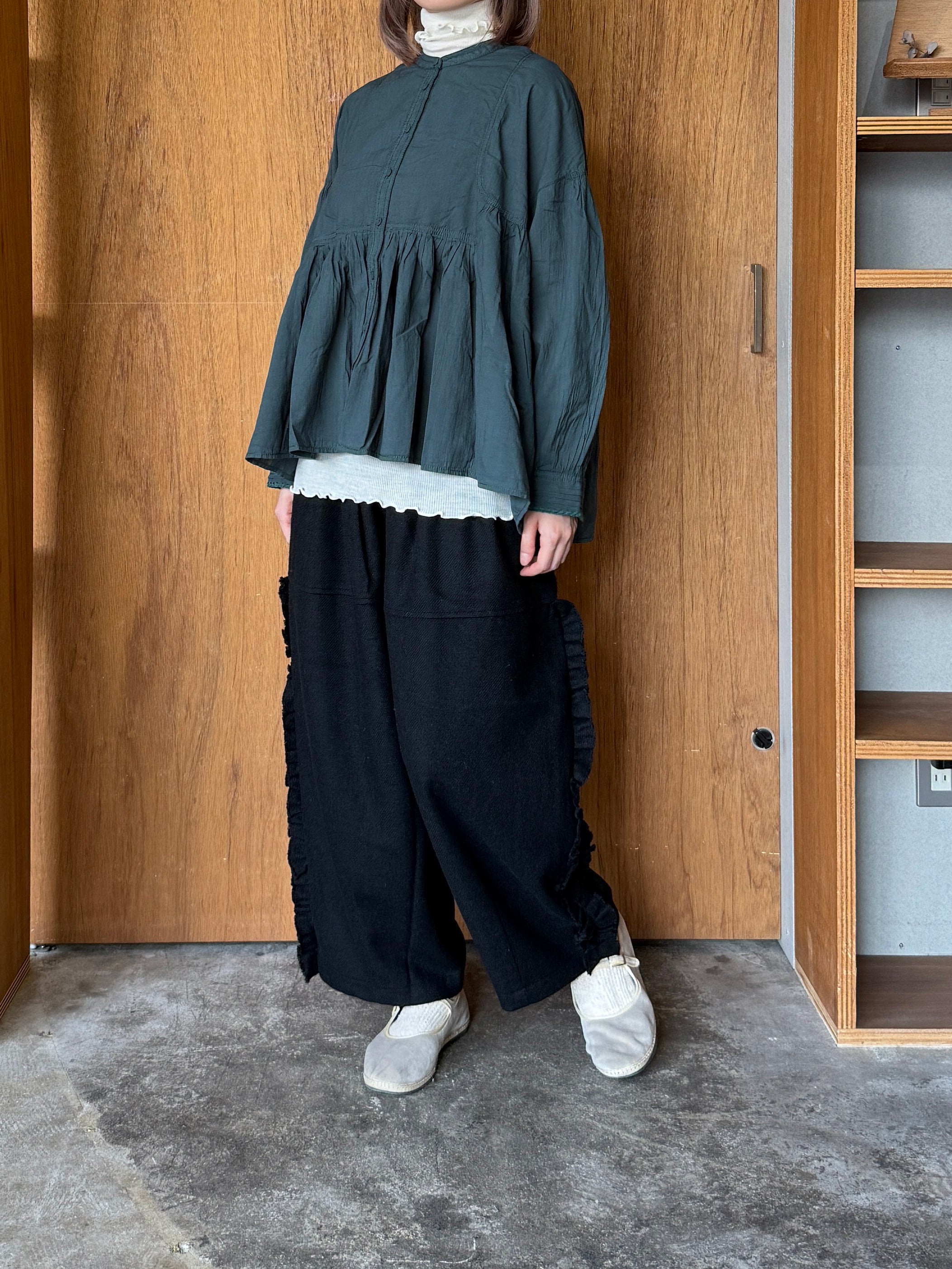 tumugu / ウールメランジ パンツ（BLACK）