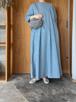 【SALE】ROBE de PEAU / TUCKED ONE PIECE (GRAYISH BLUE)
