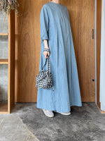 【SALE】ROBE de PEAU / TUCKED ONE PIECE (GRAYISH BLUE)