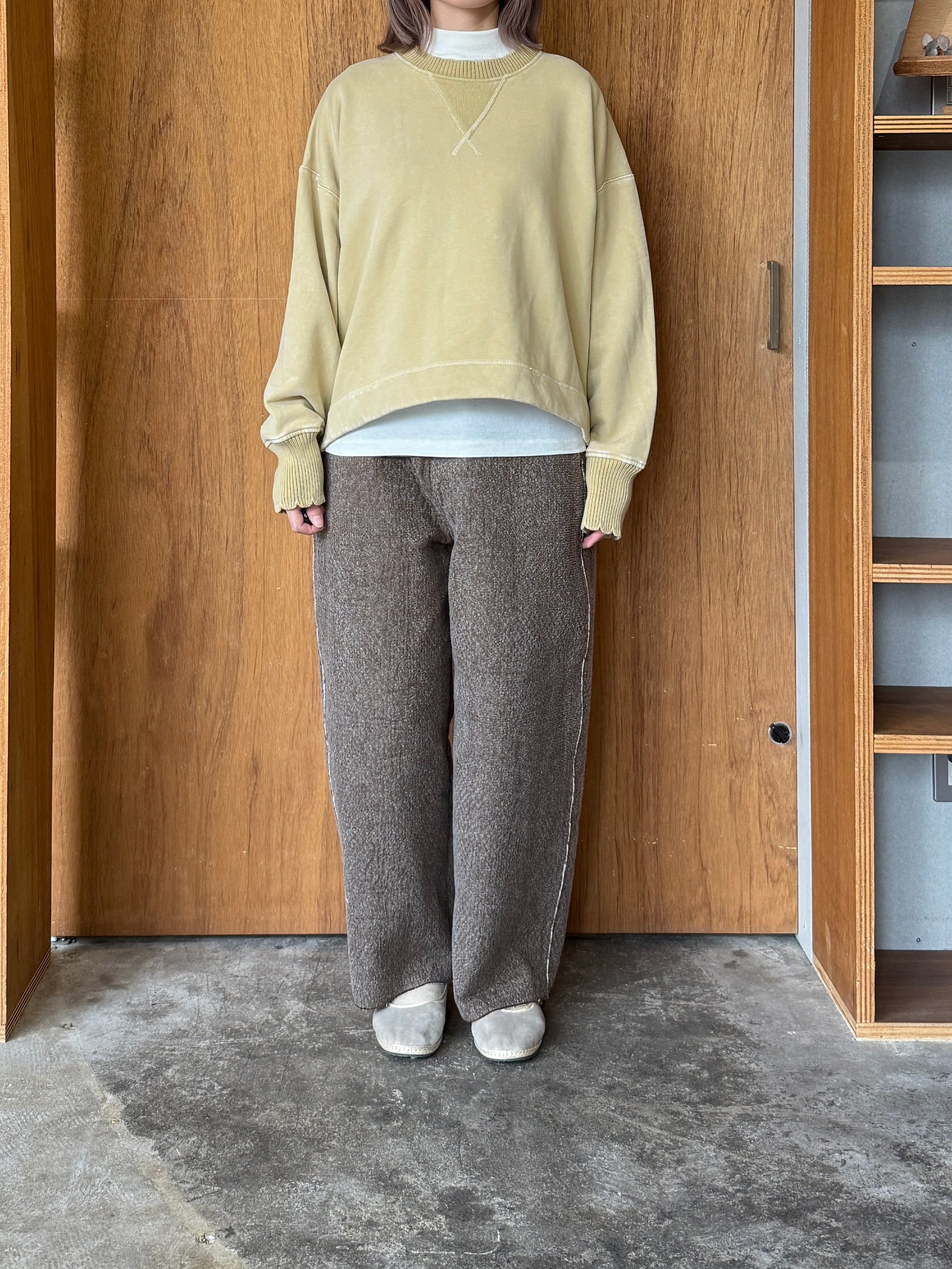 tumugu / コットン裏起毛×ニット プルオーバー（MILKY BEIGE）