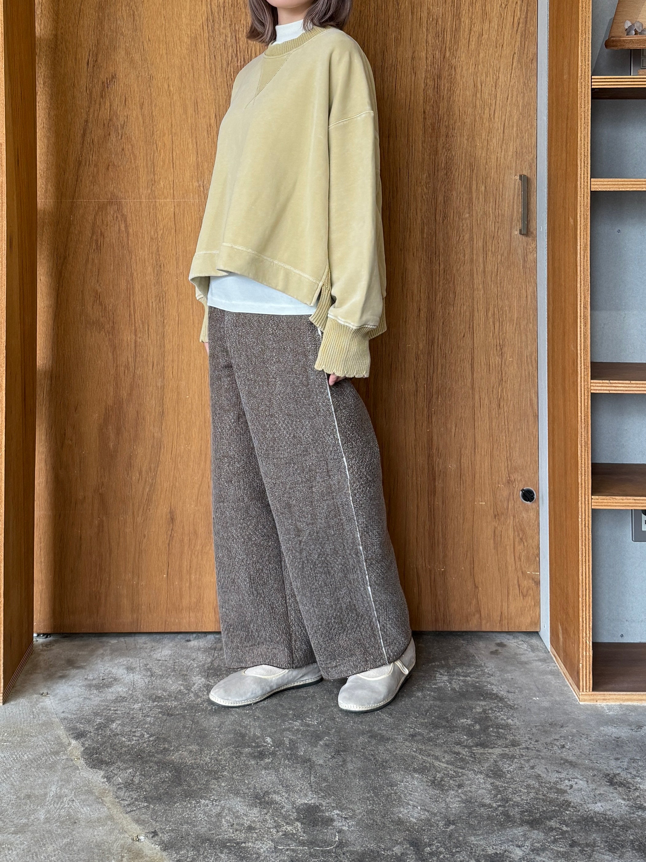 tumugu / コットン裏起毛×ニット プルオーバー（MILKY BEIGE）