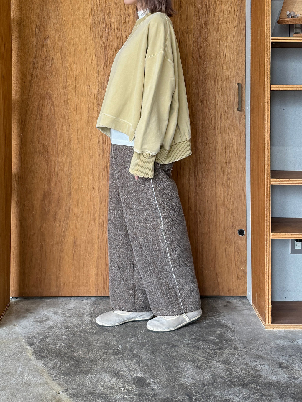 tumugu / コットン裏起毛×ニット プルオーバー（MILKY BEIGE）