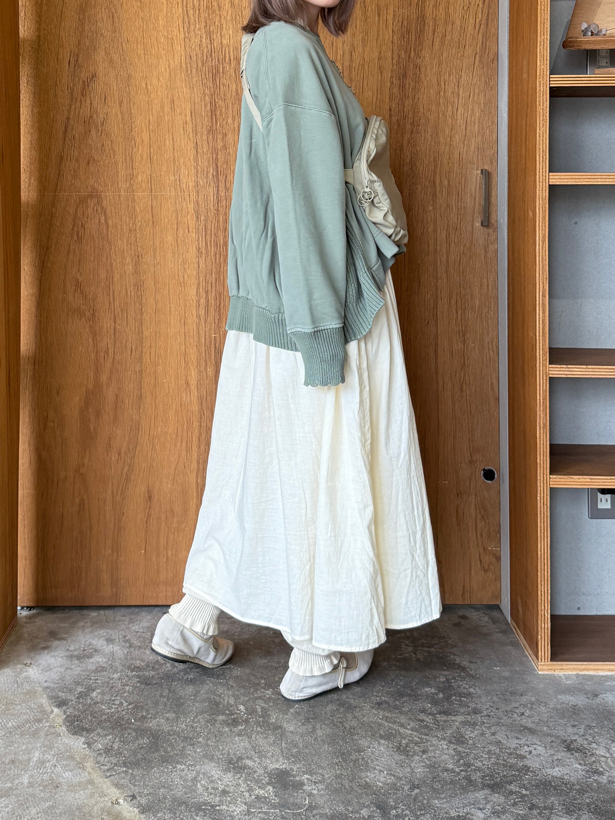 tumugu / コットン裏起毛×ニット プルオーバー（MINT）