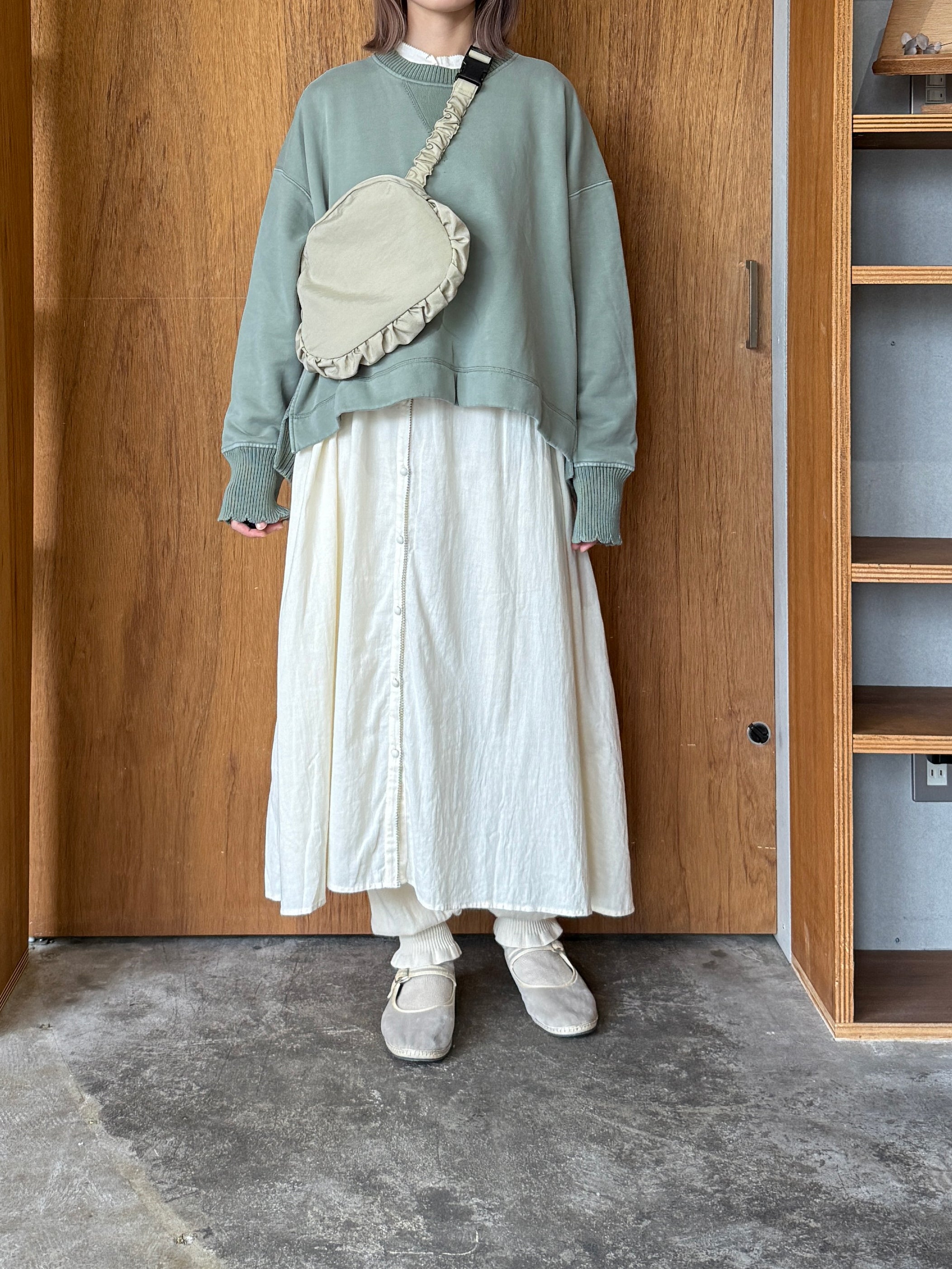 tumugu / コットン裏起毛×ニット プルオーバー（MINT）