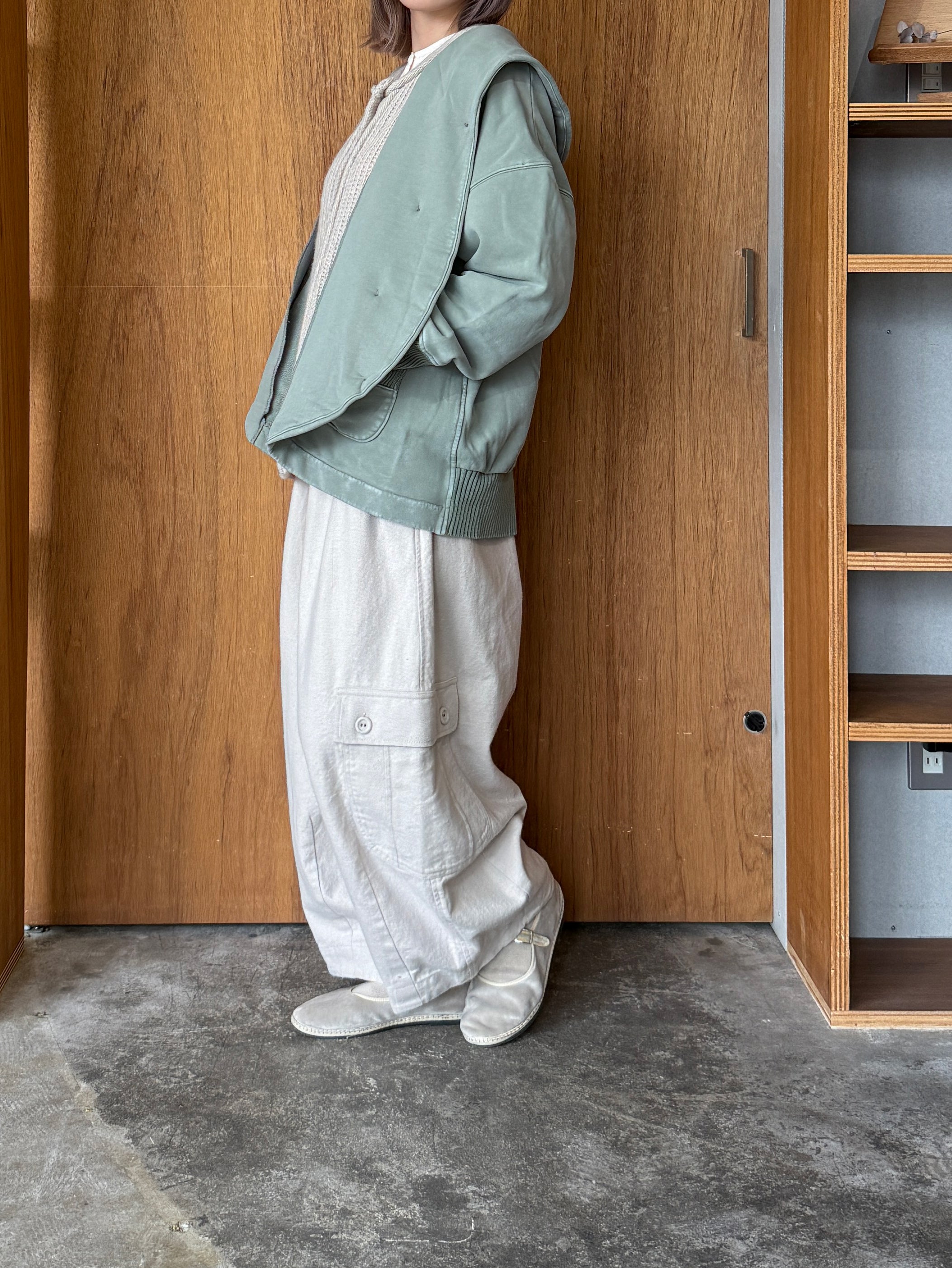 tumugu / コットン裏起毛×ニット ジャケット（MINT）