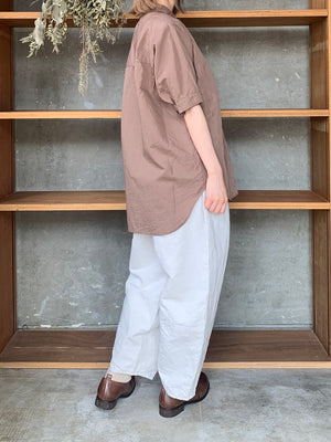 Vlas Blomme / Cotton Ramie Poplin　半袖シャツ(Olive)
