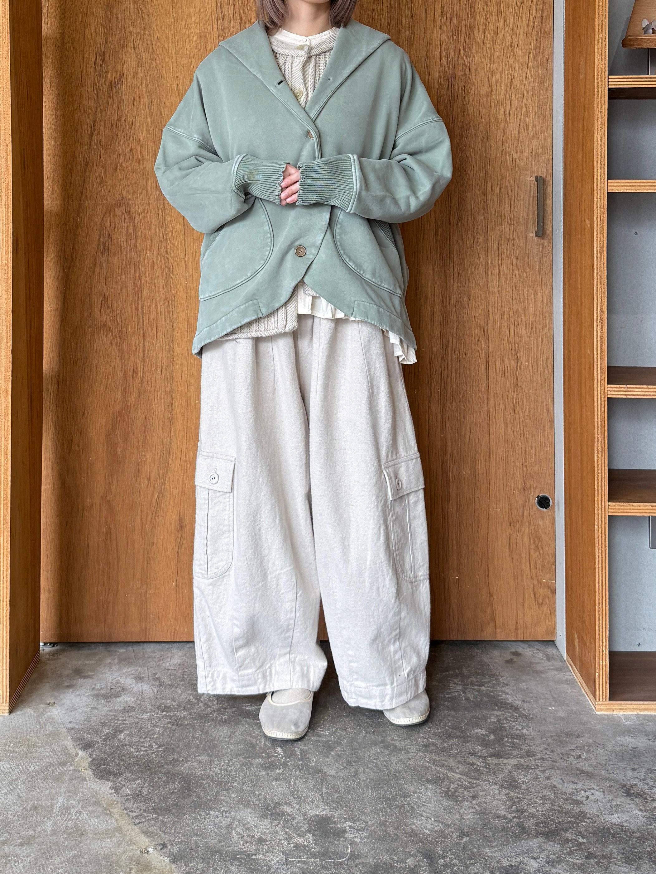 tumugu / コットン裏起毛×ニット ジャケット（MINT）