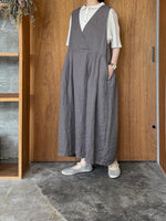 【SALE】tumugu / ソリトリネン×コットンリネンボイルガーゼ マルチwayジャンスカ（GRAY）