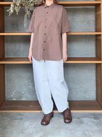 Vlas Blomme / Cotton Ramie Poplin　半袖シャツ(Olive)