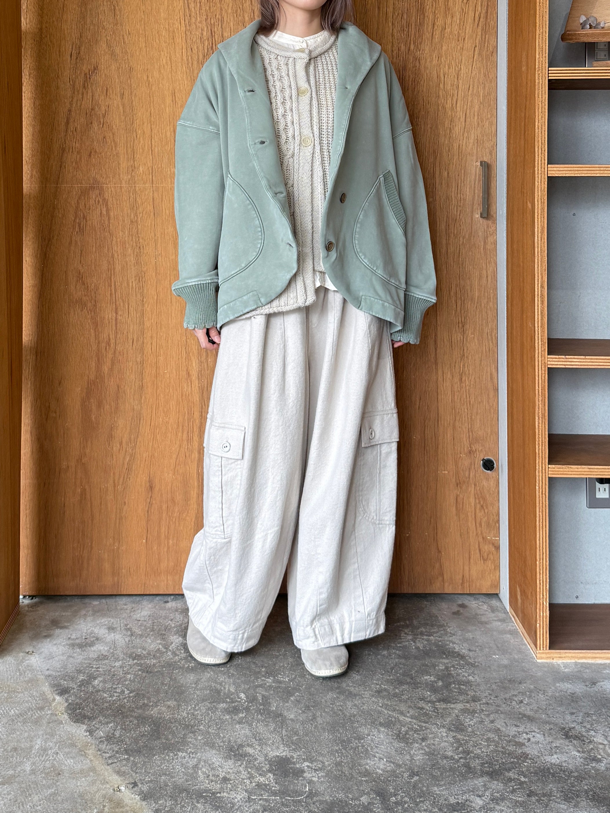 tumugu / コットン裏起毛×ニット ジャケット（MINT）