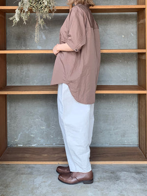 Vlas Blomme / Cotton Ramie Poplin　半袖シャツ(Olive)
