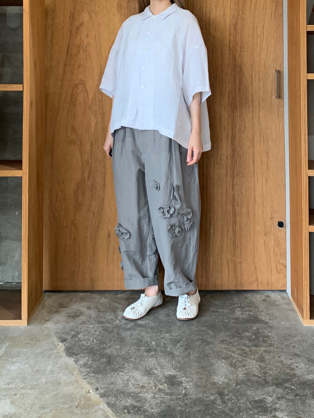 Vlas Blomme / Washed 60/1 Linen ケープブラウス