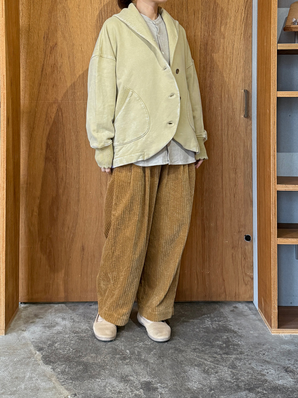 tumugu / コットン裏起毛×ニット ジャケット（MILKY BEIGE）