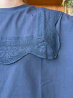 UNIVERSAL TISSU / クラシック天竺 イタリアンフィレレーススウィングフレームT（デニム×デニム）