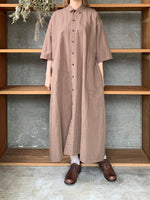 Vlas Blomme / Cotton Ramie Poplin シャツドレス(Olive)