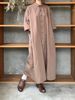 Vlas Blomme / Cotton Ramie Poplin シャツドレス(Olive)