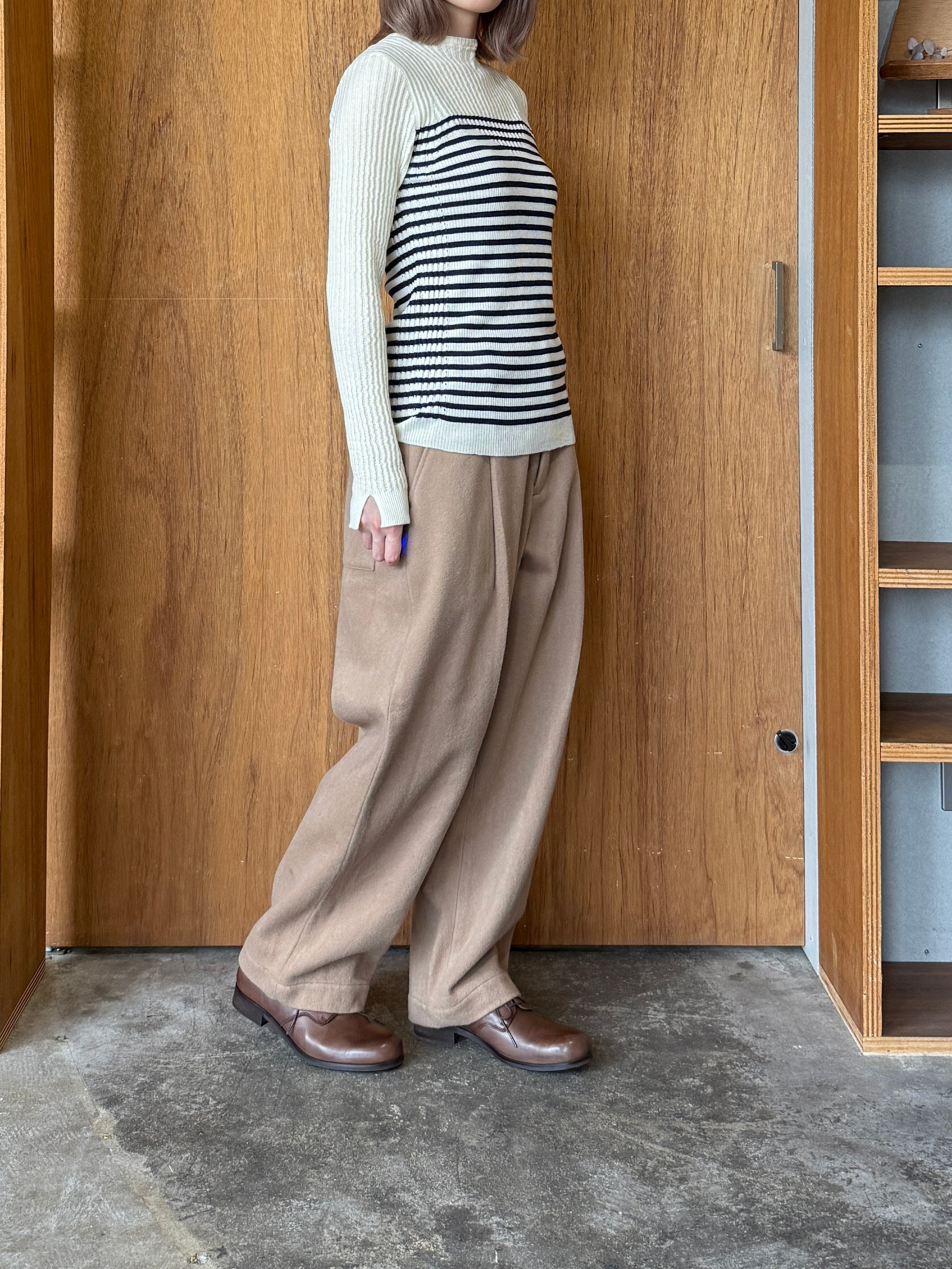 GASA*/ 存在すること ニットプルオーバー (off white × navy border)