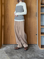 GASA*/ 存在すること ニットプルオーバー (off white × navy border)