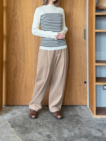 GASA*/ 存在すること ニットプルオーバー (off white × navy border)