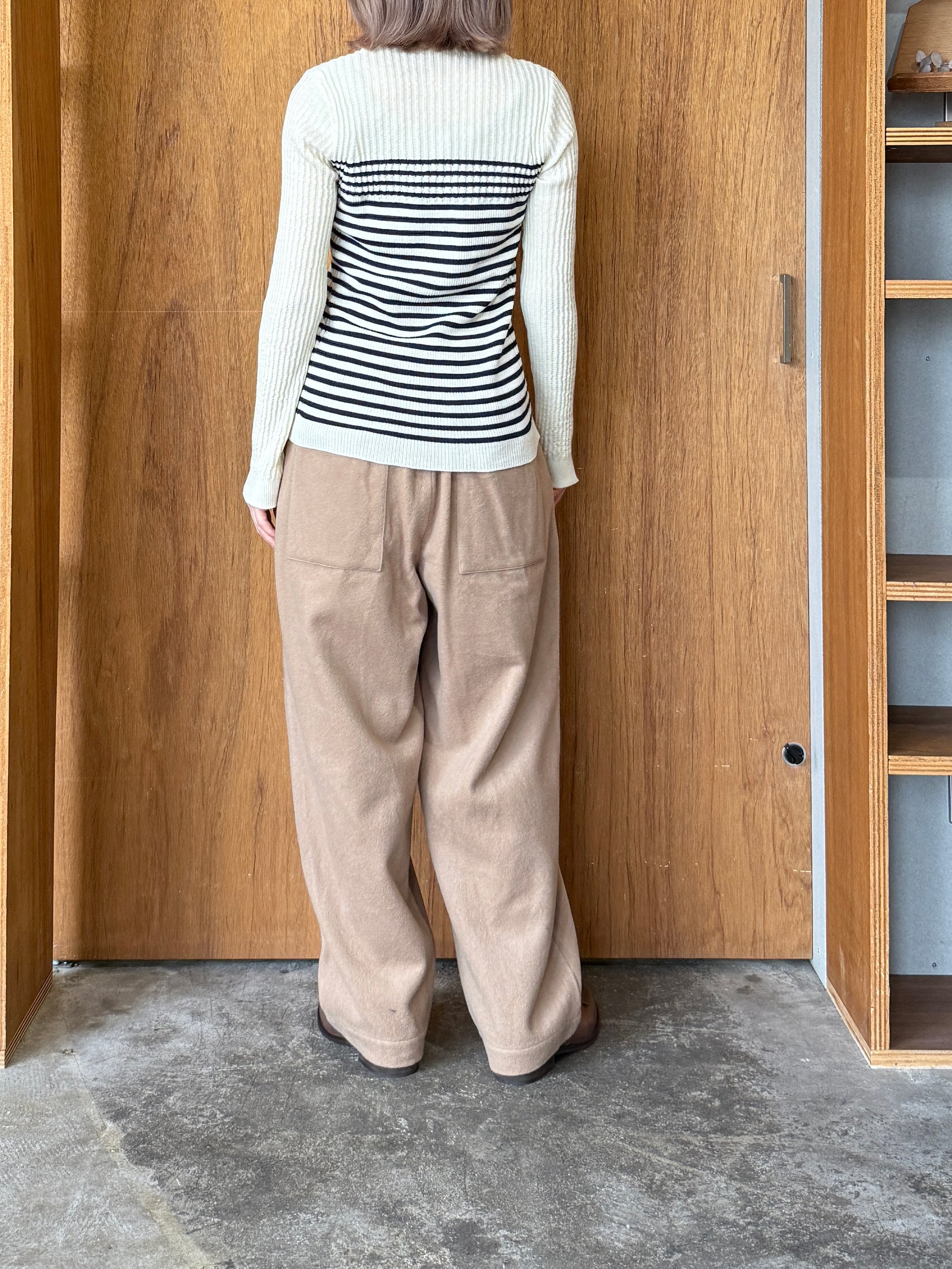 GASA*/ 存在すること ニットプルオーバー (off white × navy border)