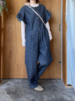 UNIVERSAL SEVEN / 6oz デニム フリルスリーブサロペットPT（デニム）