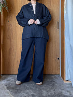 TISSU / フレンチリネン スタンドカラーシャツJK（ネイビー）