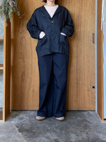 TISSU / フレンチリネン スタンドカラーシャツJK（ネイビー）