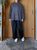 TISSU / フレンチリネン スタンドカラーシャツJK（チャコール）