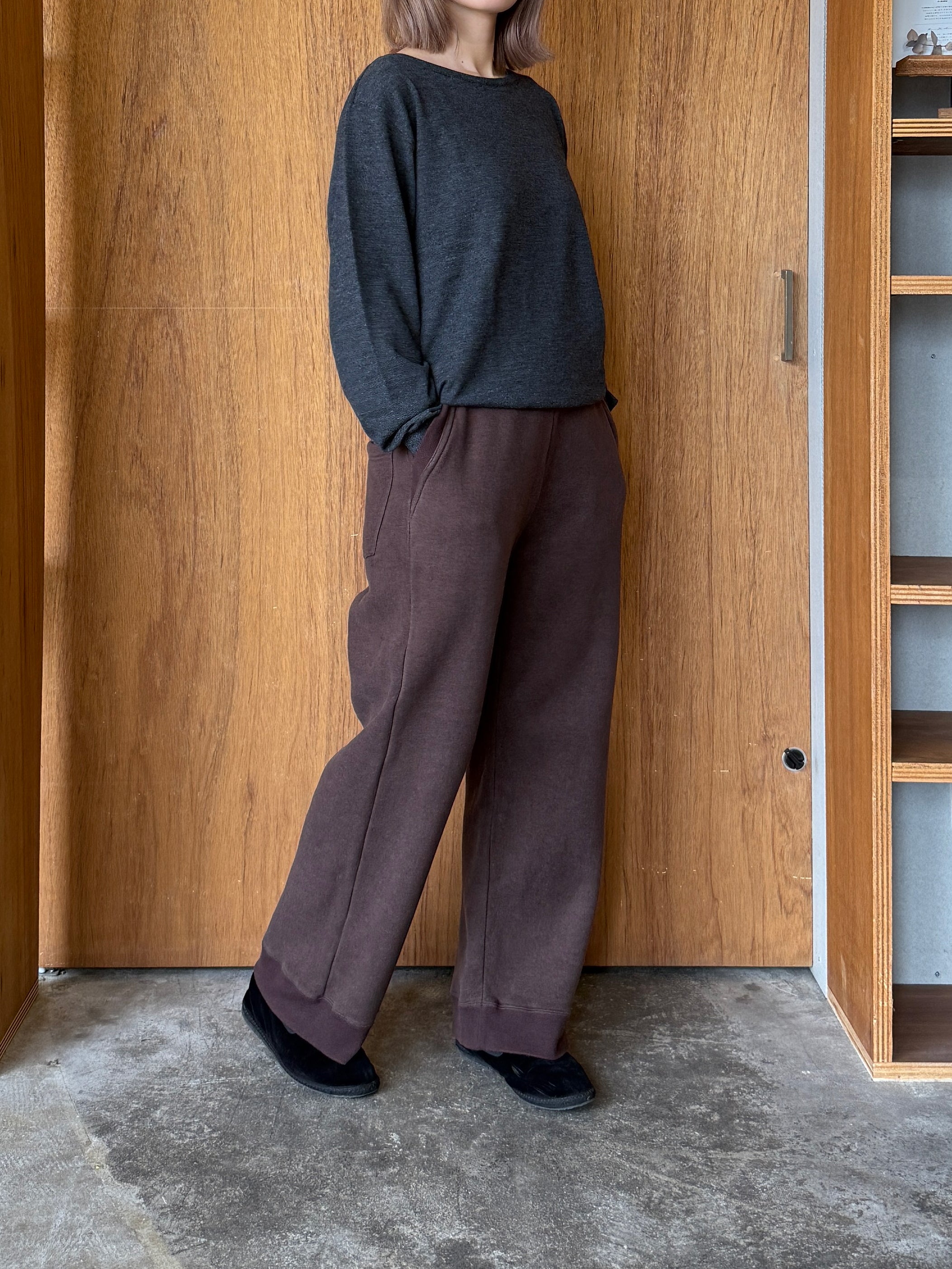 suzuki takayuki / sweat pants wide straight（burnt sienna）
