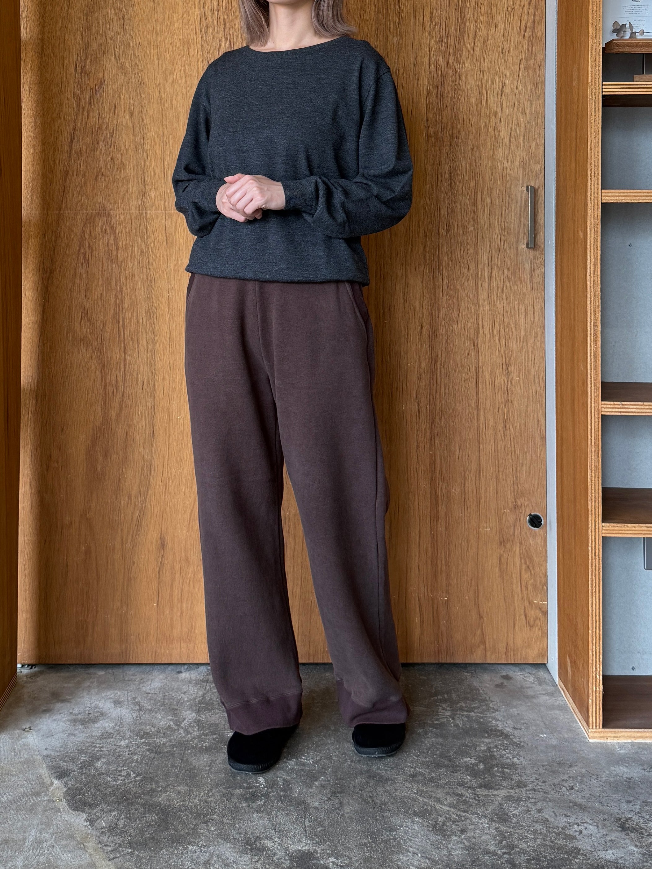 suzuki takayuki / sweat pants wide straight（burnt sienna）