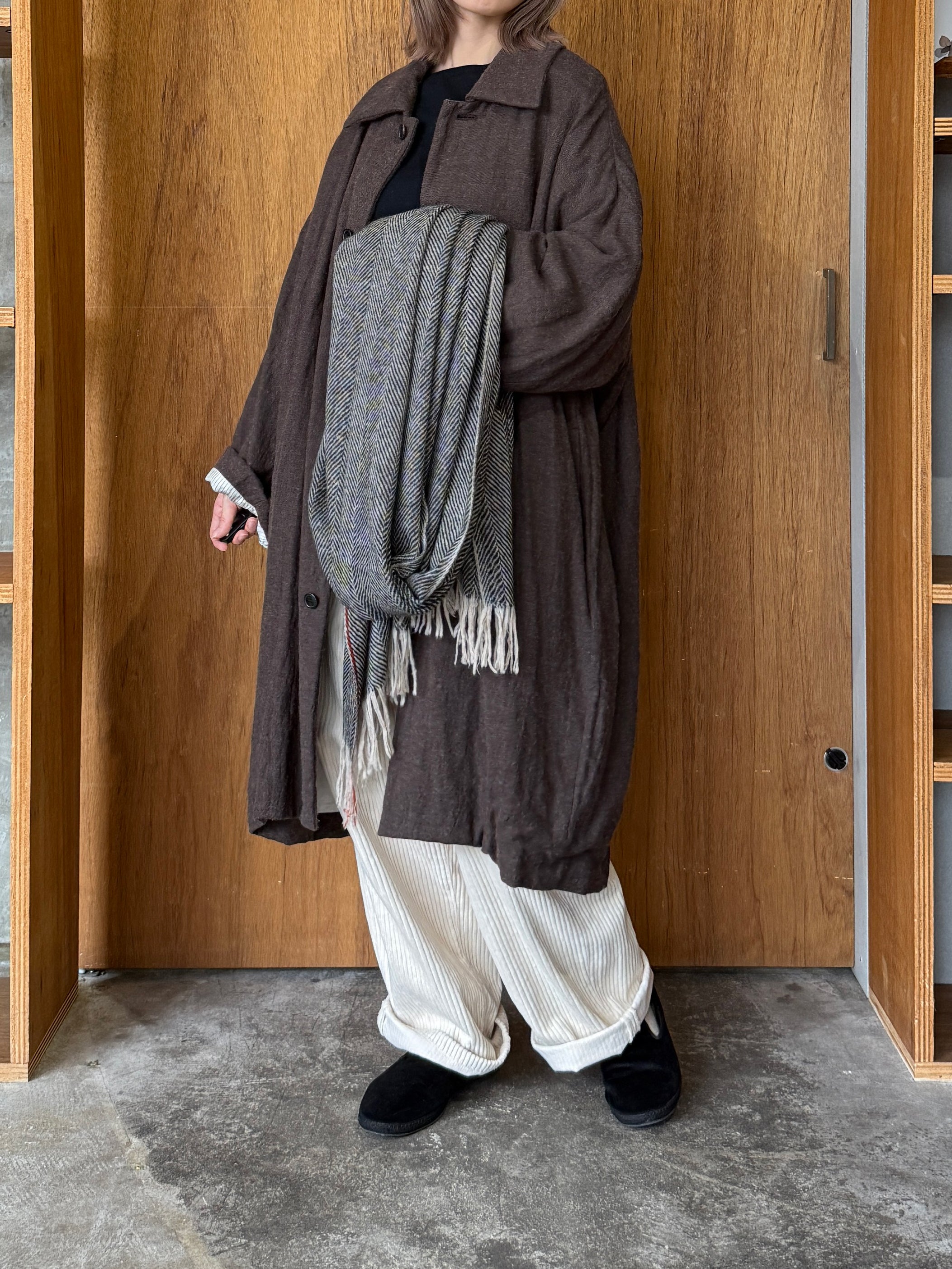 suzuki takayuki / herring-bone shawl（heather cacao）