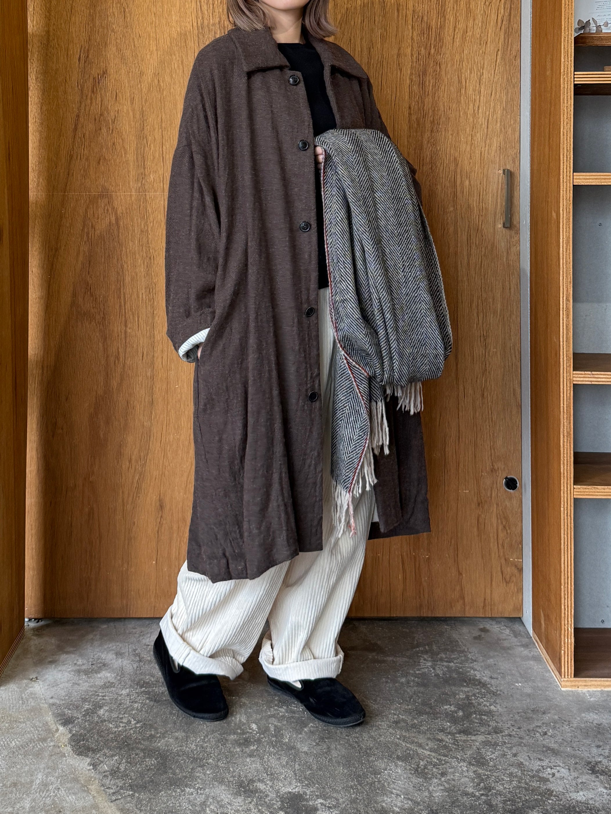 suzuki takayuki / herring-bone shawl（heather cacao）