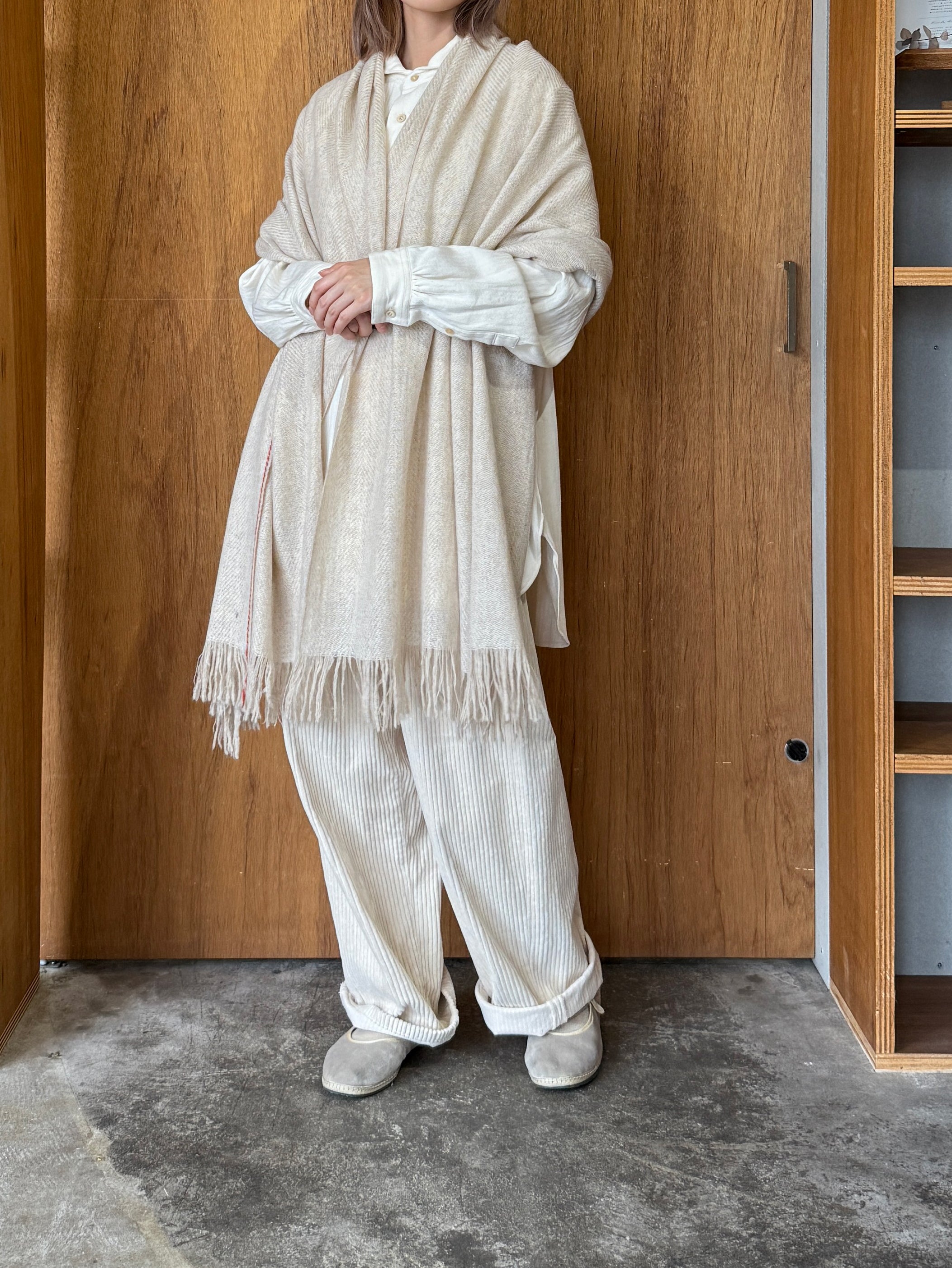 suzuki takayuki / herring-bone shawl（heather ivory）