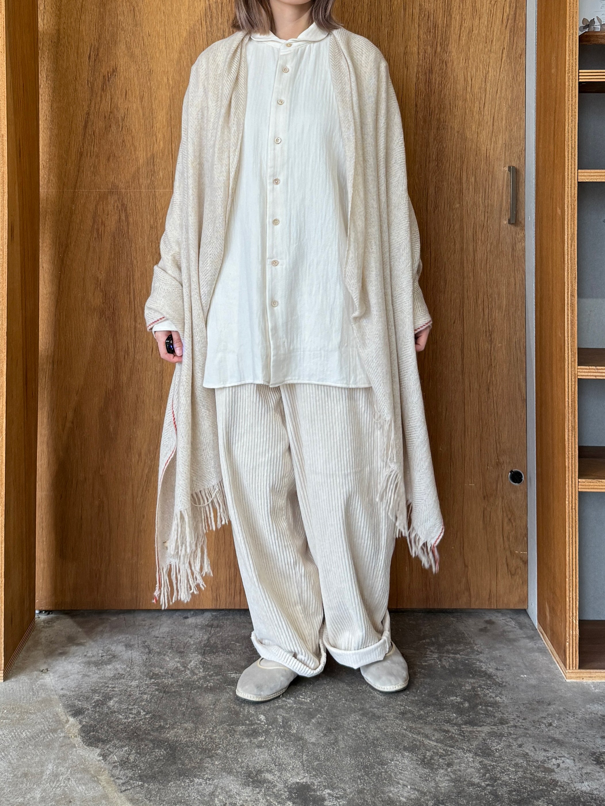 suzuki takayuki / herring-bone shawl（heather ivory）