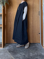 Vlas Blomme / Vintage Check Stripe 2Wayフレンチスリーブドレス (Charcoal)