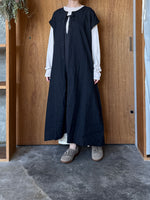 Vlas Blomme / Vintage Check Stripe 2Wayフレンチスリーブドレス (Charcoal)