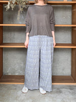 【SALE】GASA*/  ギャザーワイドパンツ (gray × lavender)